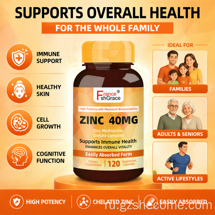 Shecome Zinc Supplement Иммунный цинк Добавки с витамином С